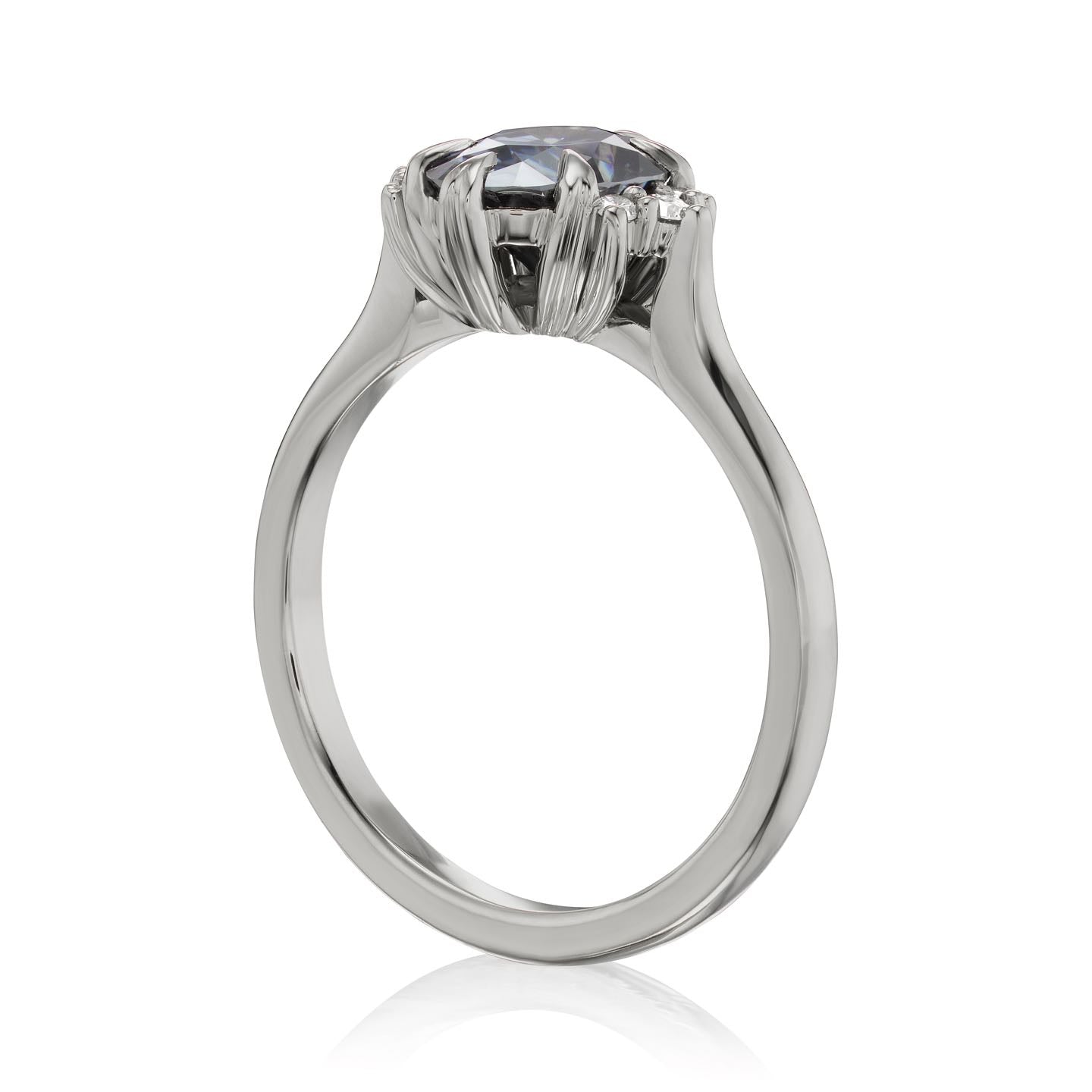 ・DEMI・Oval Iconic™ Grey Moissanite Center, Diamond Accents (1.5ct Center)