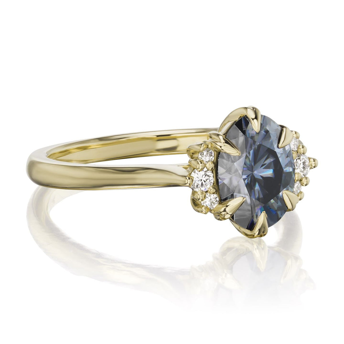 ・DEMI・Oval Iconic™ Grey Moissanite Center, Diamond Accents (1.5ct Center)