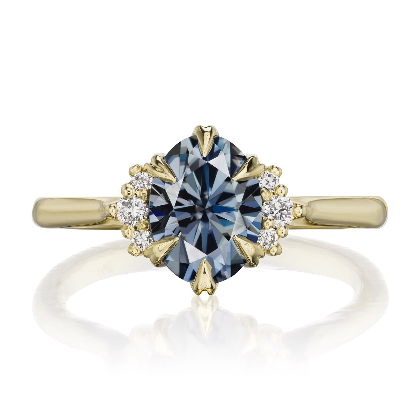 ・DEMI・Oval Iconic™ Grey Moissanite Center, Diamond Accents (1.5ct Center)