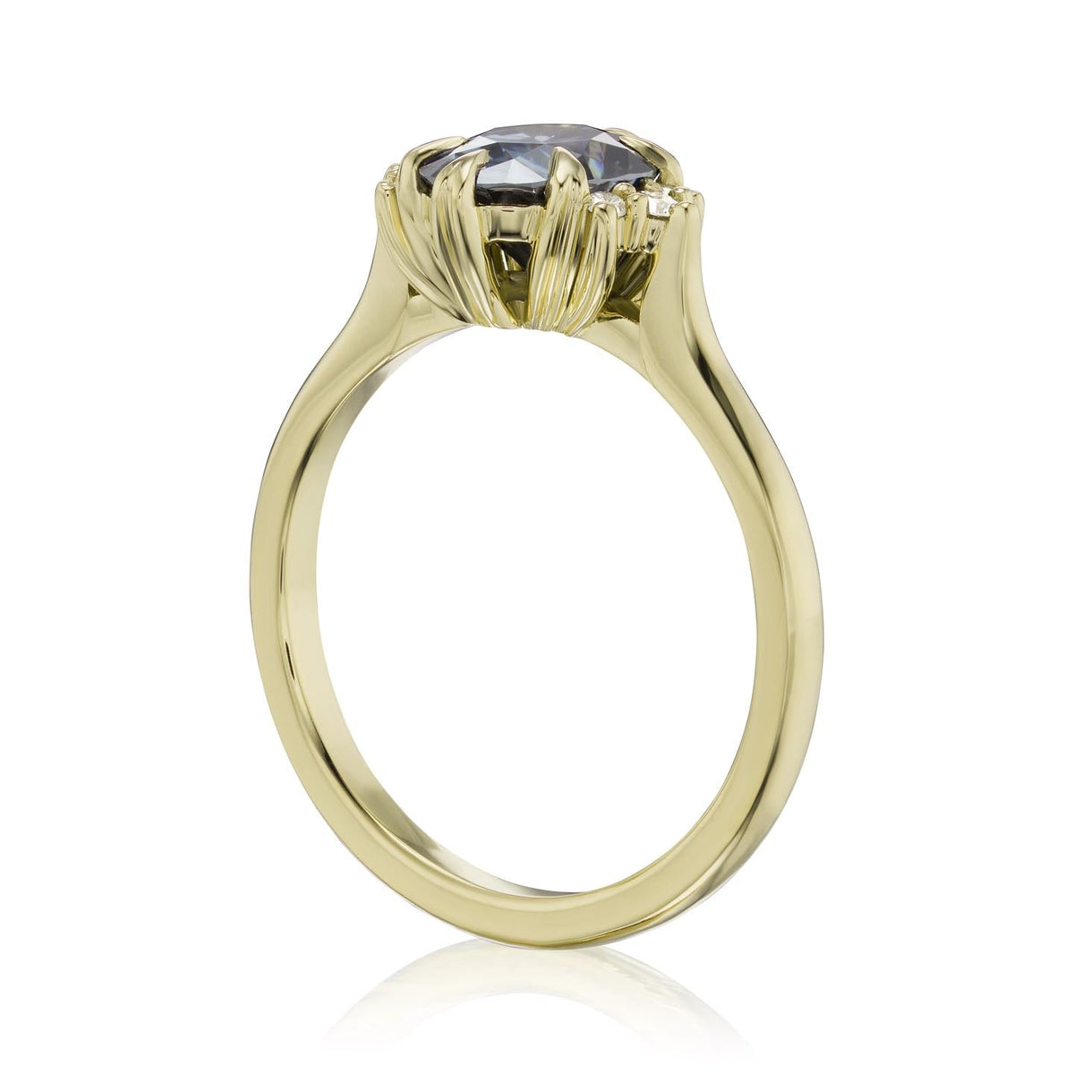 ・DEMI・Oval Iconic™ Grey Moissanite Center, Diamond Accents (1.5ct Center)