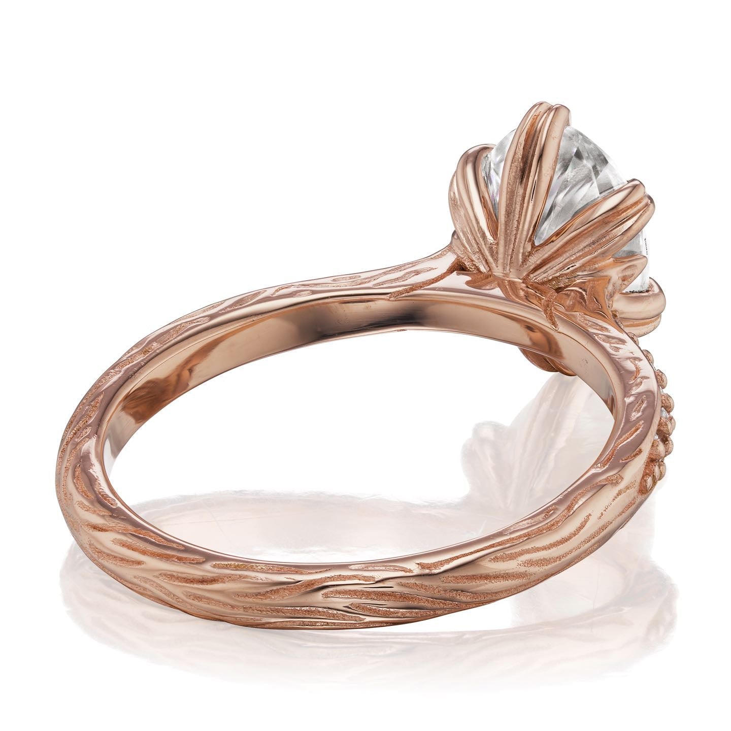 ・LAYLA・Oval Moissanite Center, Twig Textured Diamond Band (1.5ct Center)
