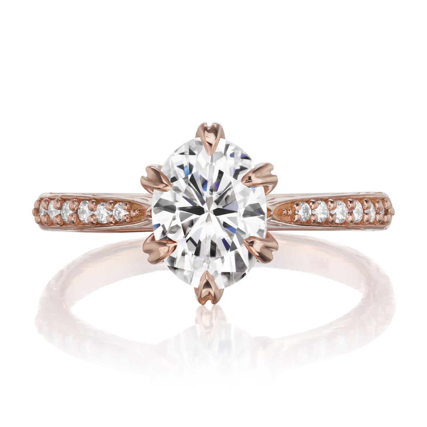 ・LAYLA・Oval Moissanite Center, Twig Textured Diamond Band (1.5ct Center)