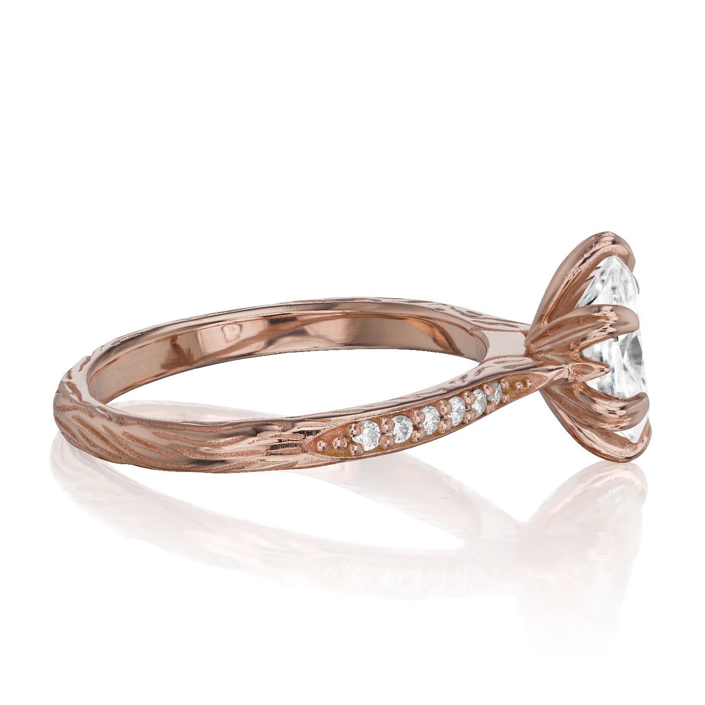 ・LAYLA・Oval Lab-Grown Diamond, Twig Textured Diamond Band