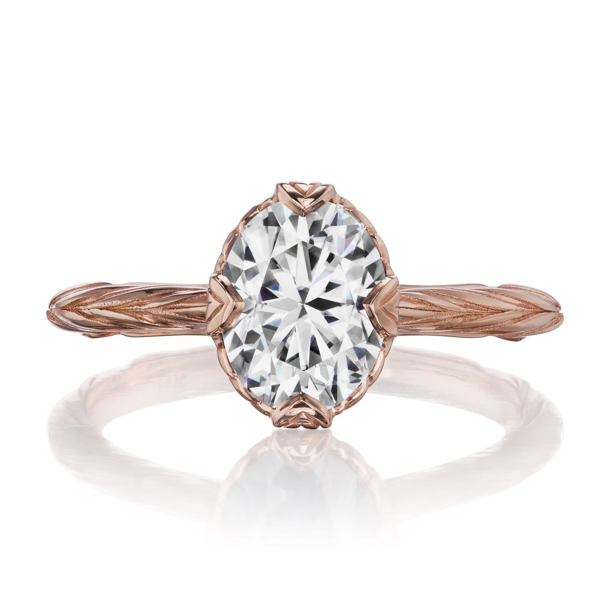 ・OLIVIA・Oval Moissanite, Willow Leaf Band (1.5ct)
