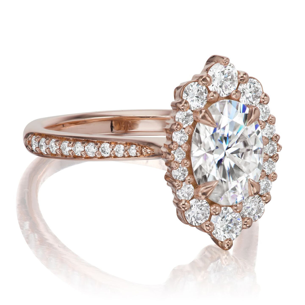 ・SOFIA・Oval Moissanite Center, Diamond Halo (1.93ctw+)