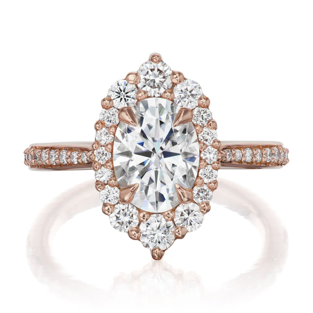 ・SOFIA・Oval Moissanite Center, Diamond Halo (1.93ctw+)