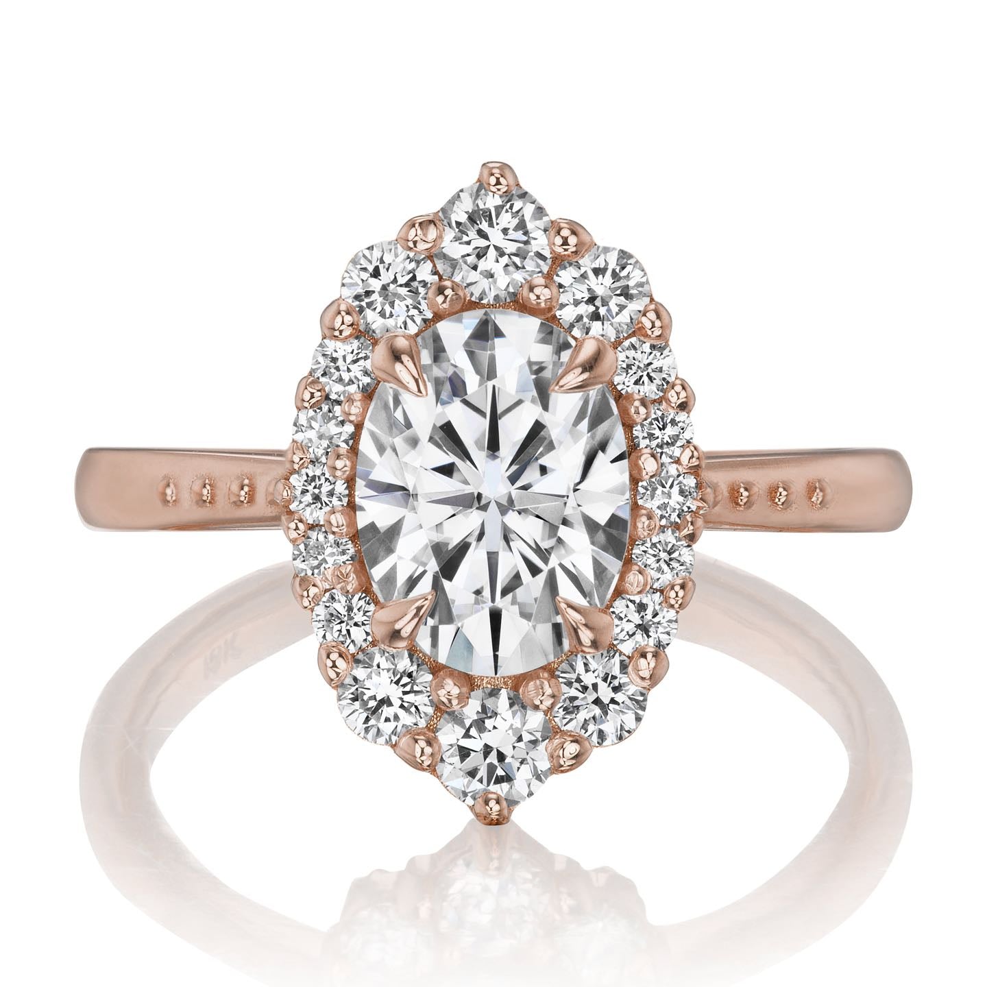 ・SOFIA・Oval Moissanite Center, Diamond Halo (1.93ctw+)