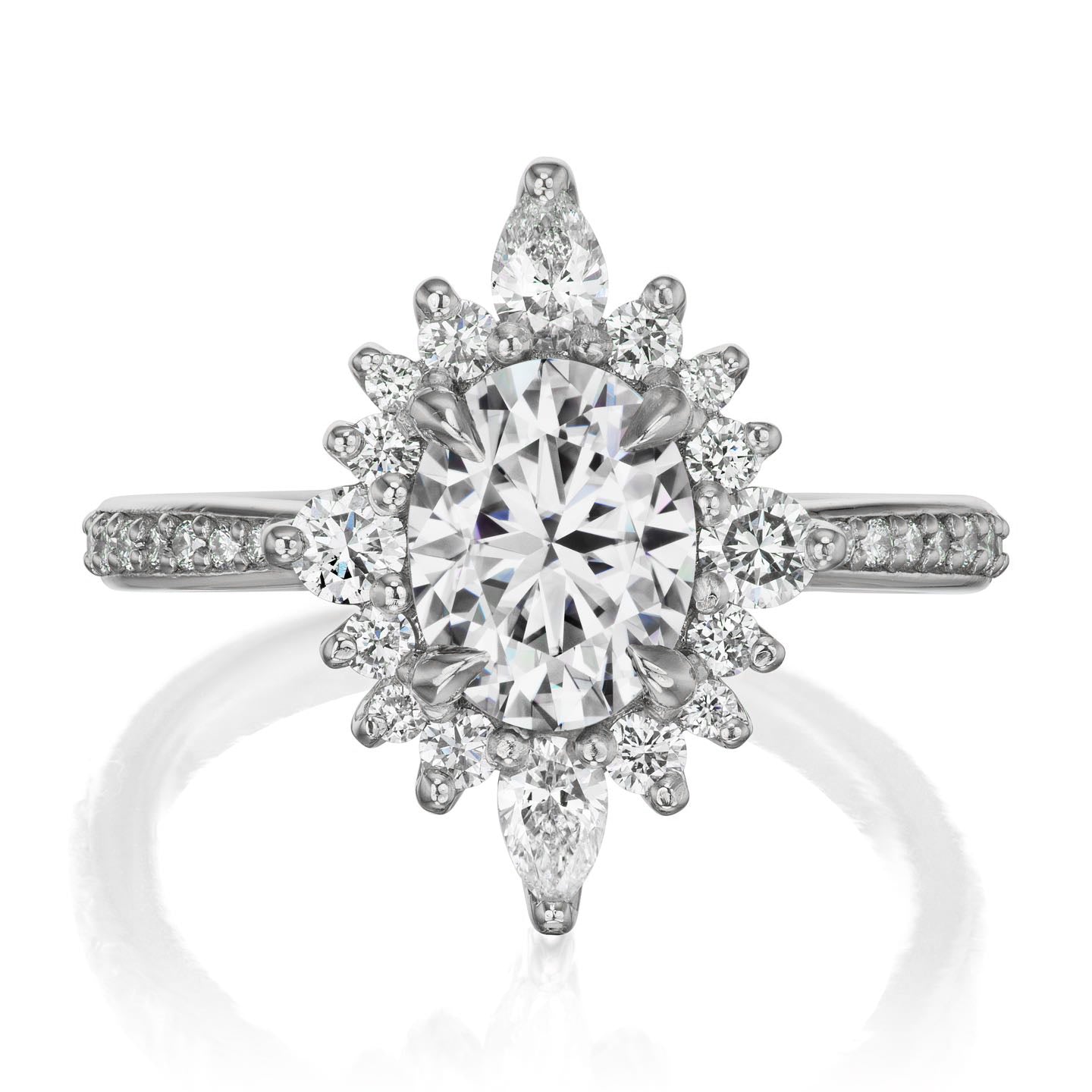 ・ANIKA・Oval Moissanite Center, Diamond Halo (1.98ctw+)