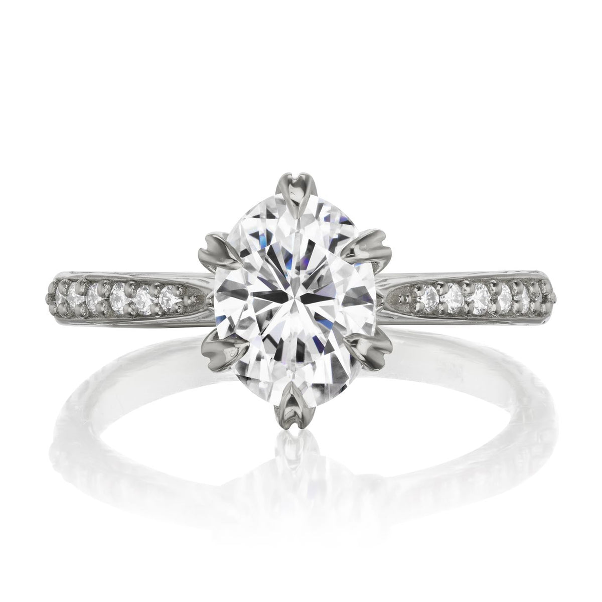 ・LAYLA・Oval Moissanite Center, Twig Textured Diamond Band (1.5ct Center)