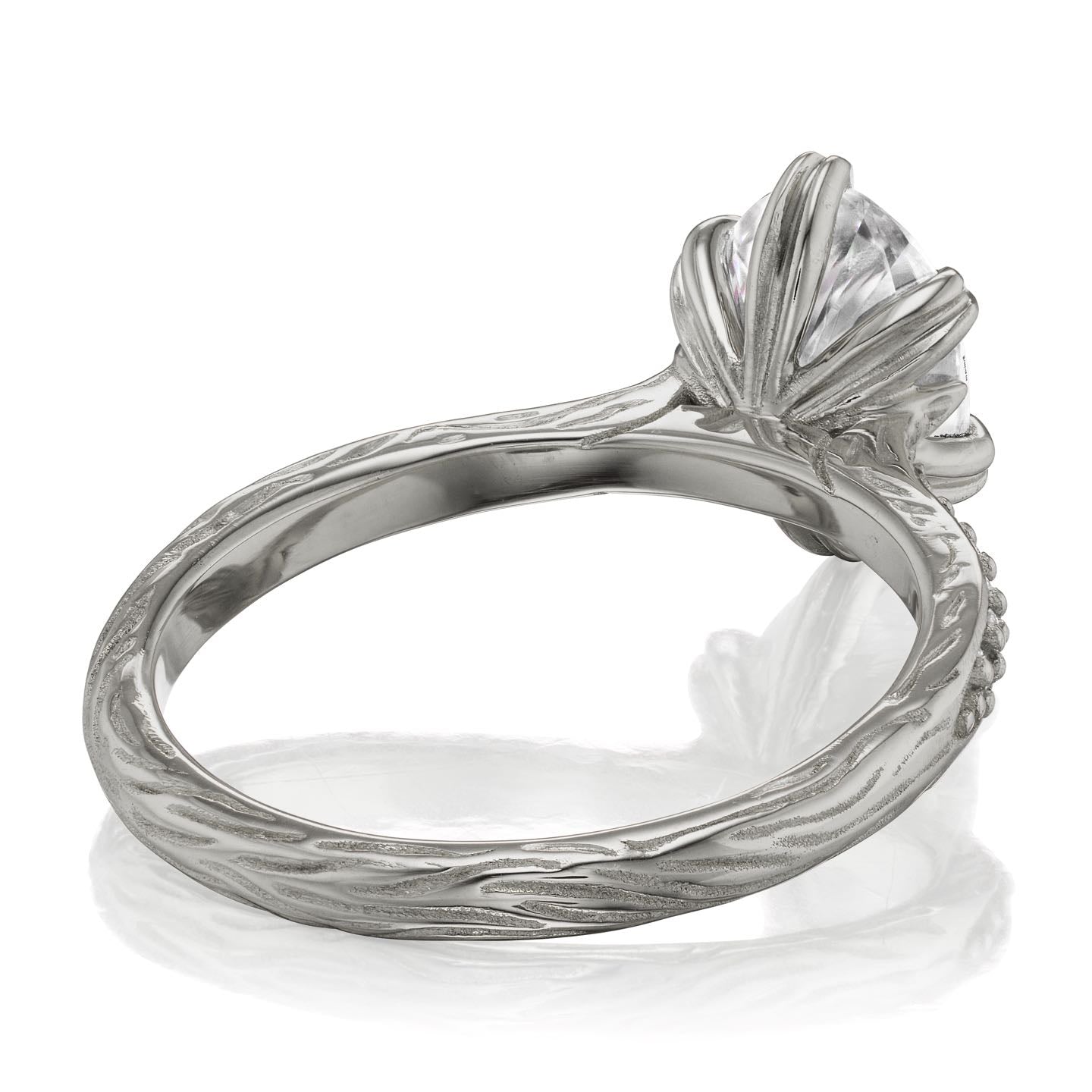 ・LAYLA・Oval Moissanite Center, Twig Textured Diamond Band (1.5ct Center)