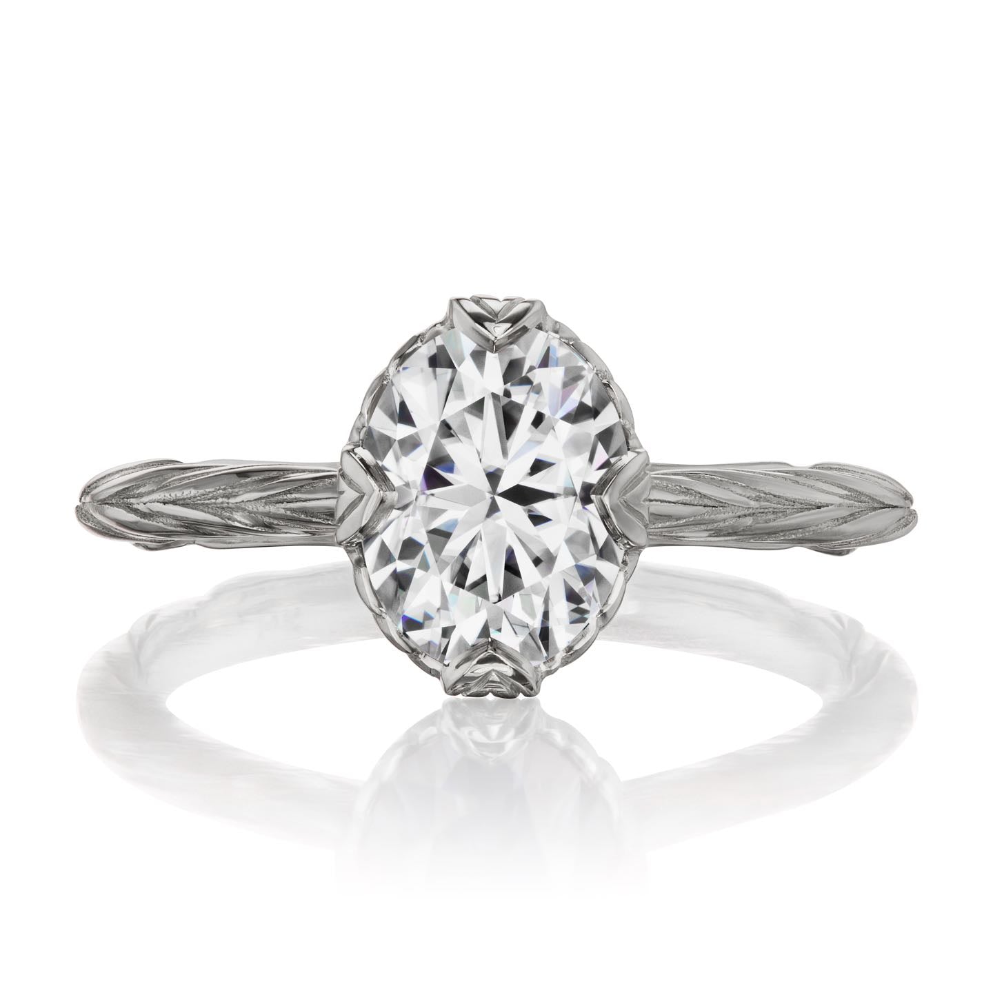 ・OLIVIA・Oval Moissanite, Willow Leaf Band (1.5ct)