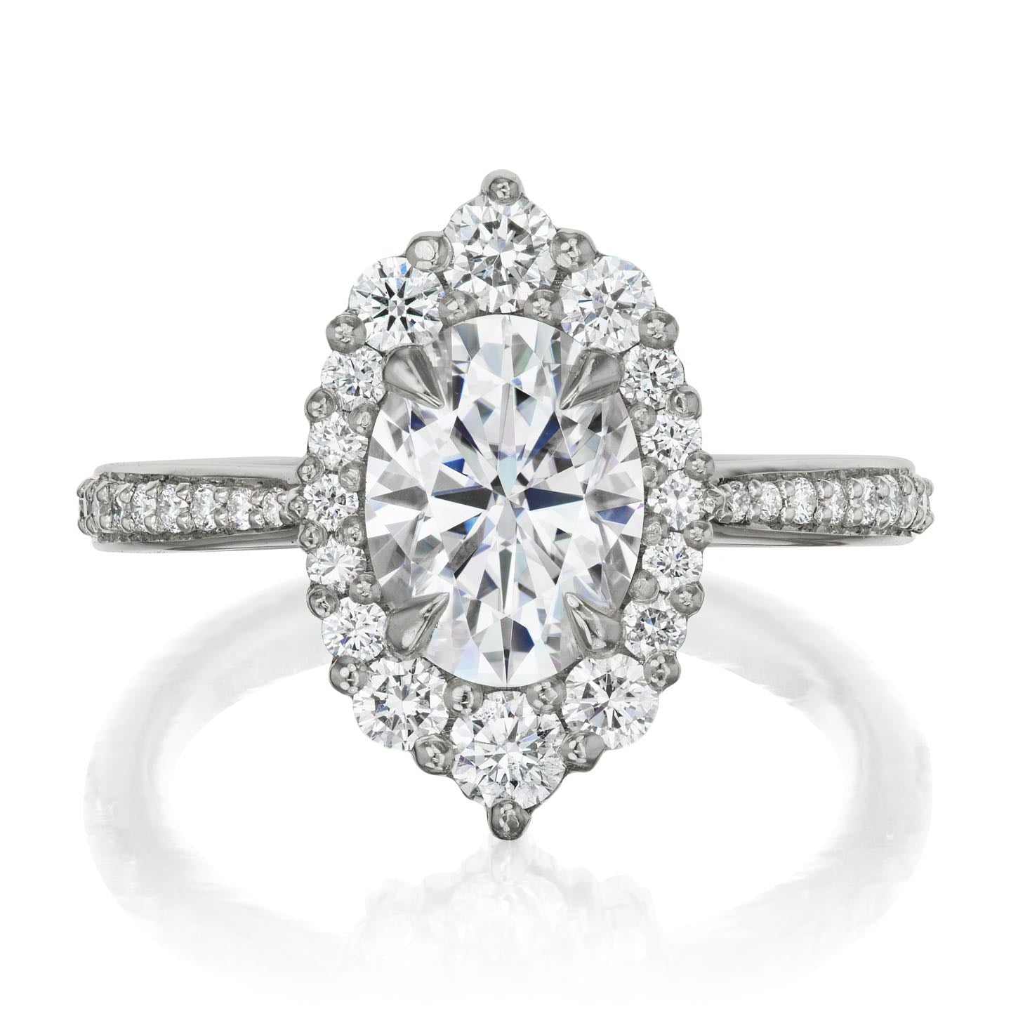 ・SOFIA・Oval Moissanite Center, Diamond Halo (1.93ctw+)
