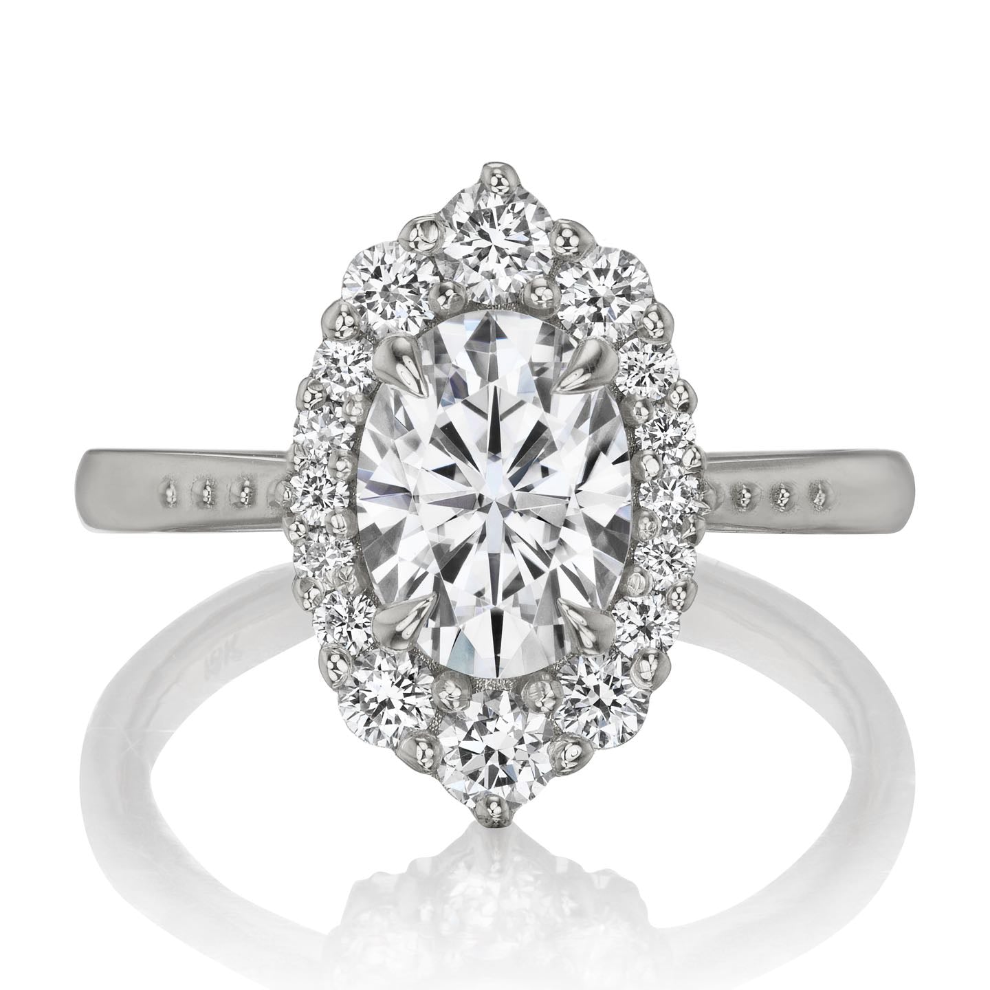 ・SOFIA・Oval Moissanite Center, Diamond Halo (1.93ctw+)