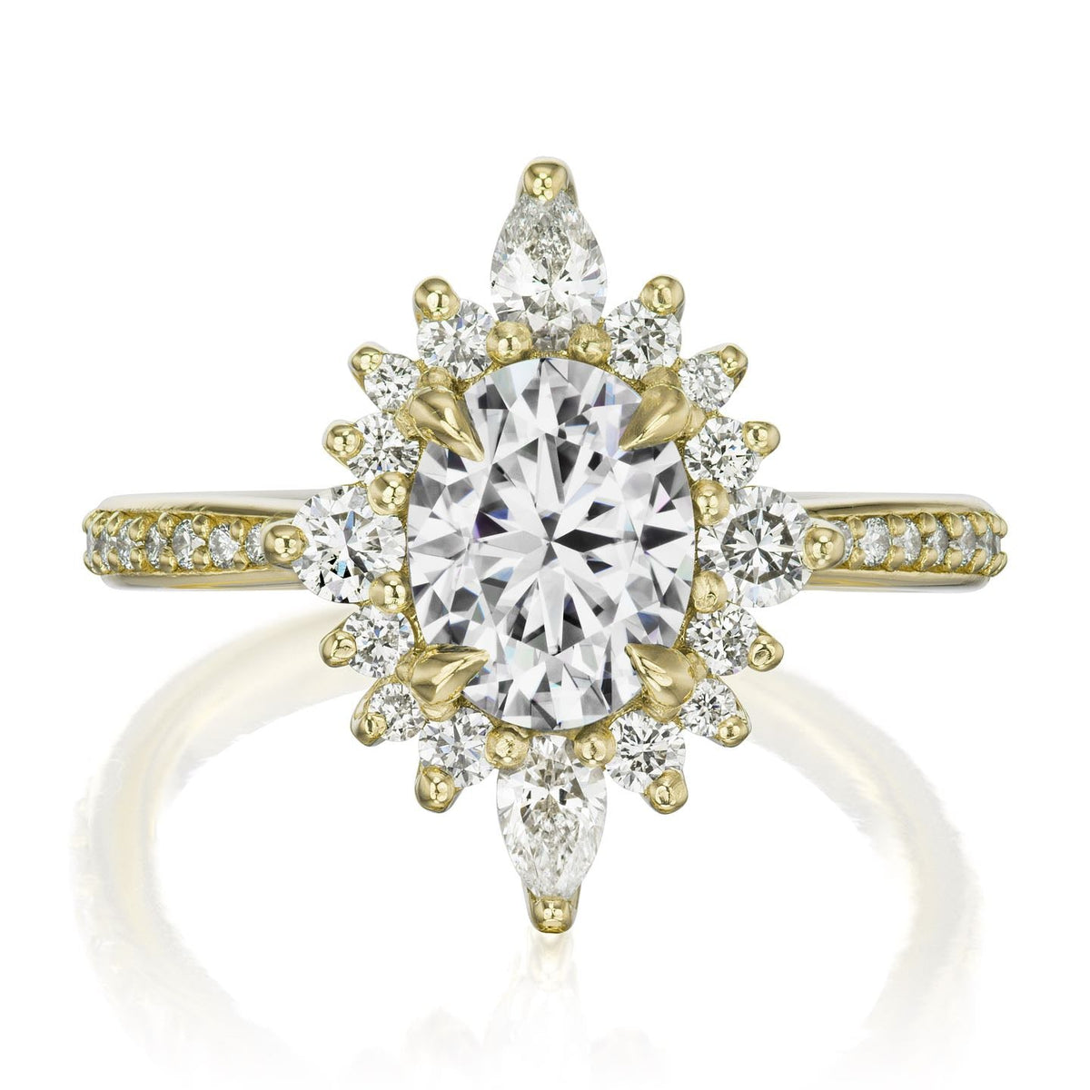・ANIKA・Oval Moissanite Center, Diamond Halo (1.98ctw+)