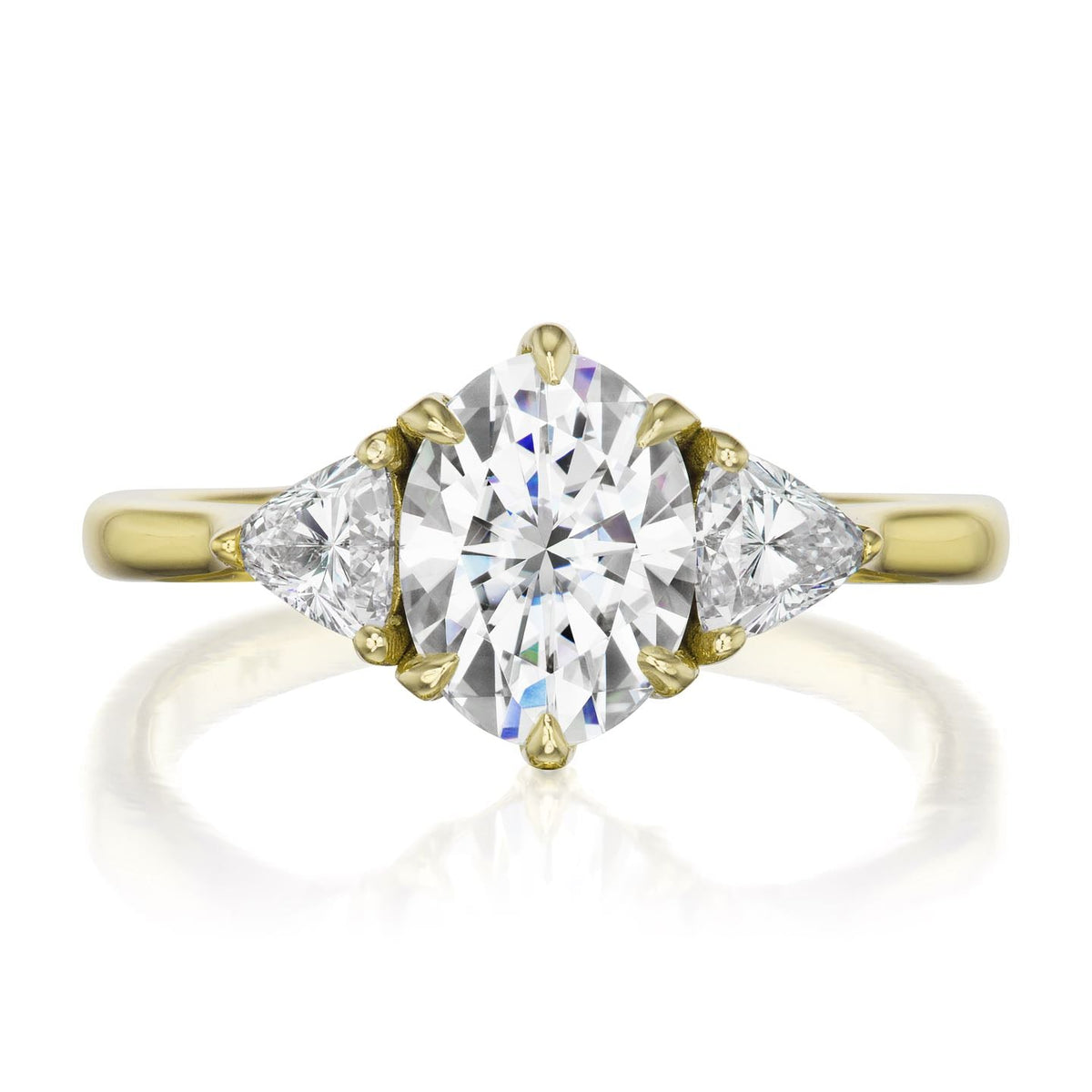 ・JUNO・Oval Moissanite Center, Trillion Diamonds (1.92ctw)