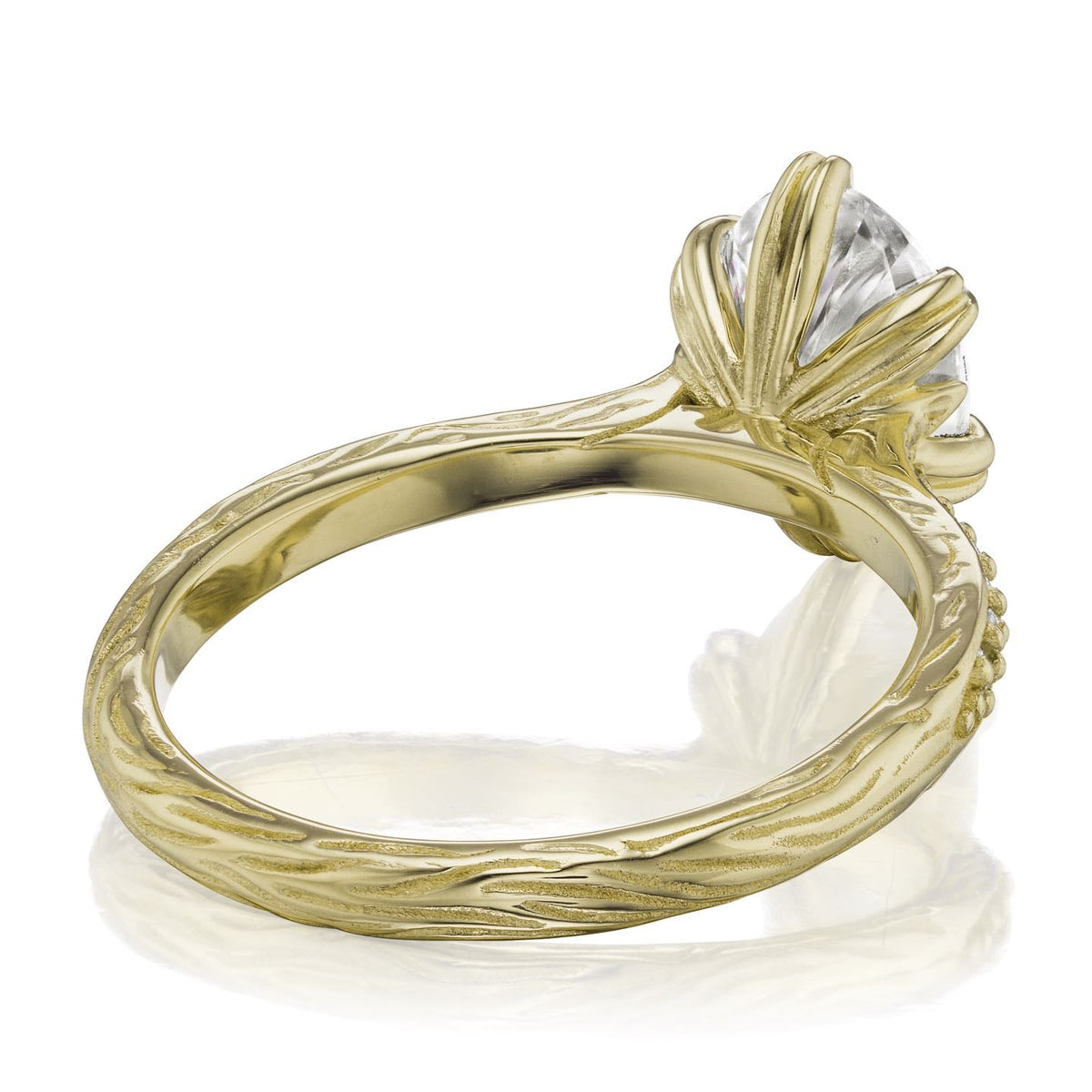 ・LAYLA・Oval Moissanite Center, Twig Textured Diamond Band (1.5ct Center)