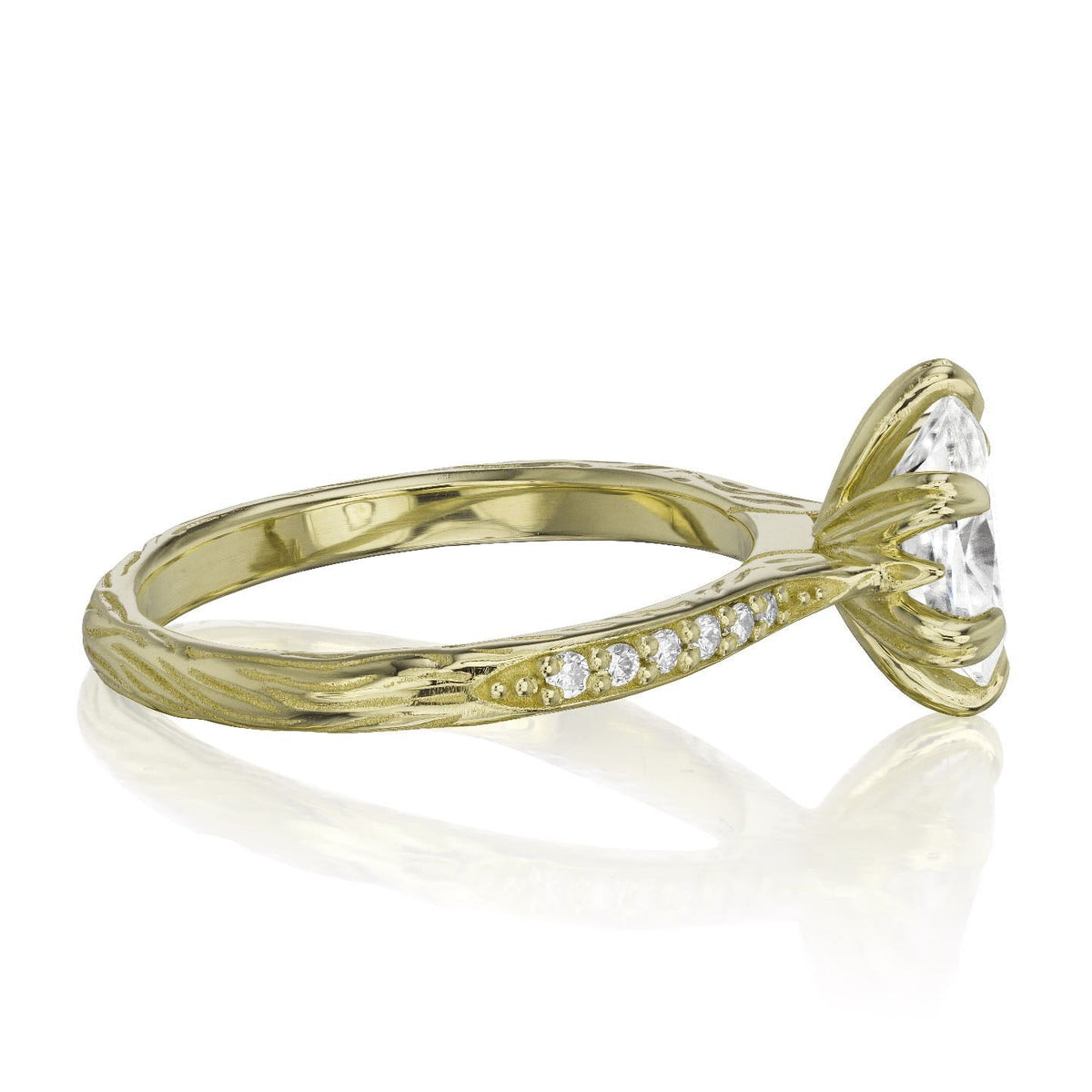 ・LAYLA・Oval Lab-Grown Diamond, Twig Textured Diamond Band