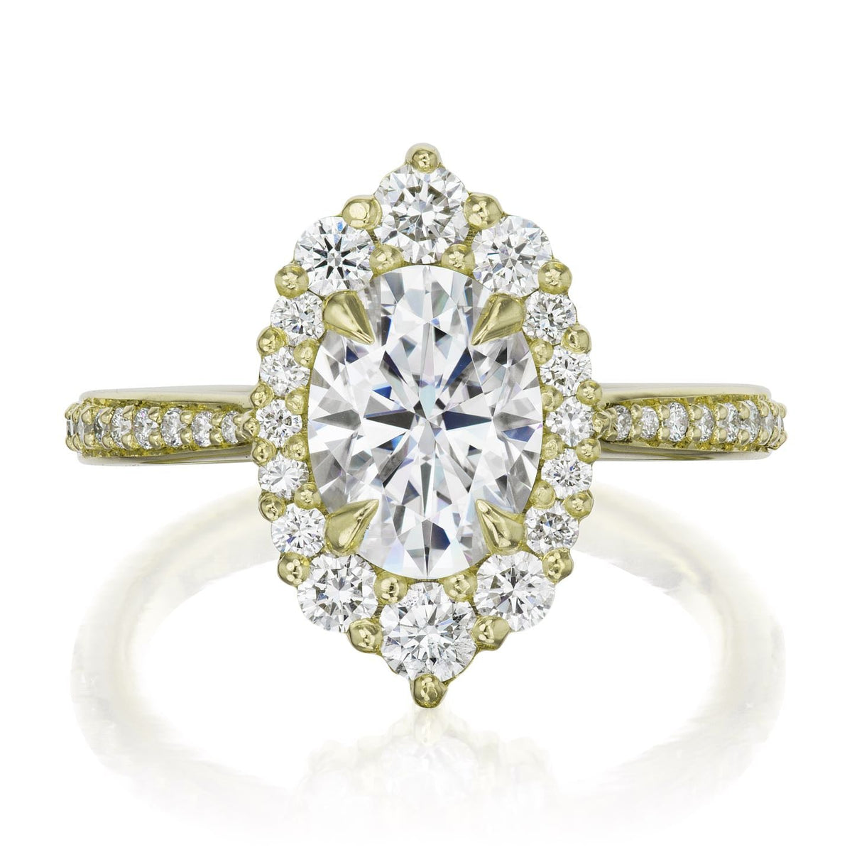 ・SOFIA・Oval Moissanite Center, Diamond Halo (1.93ctw+)