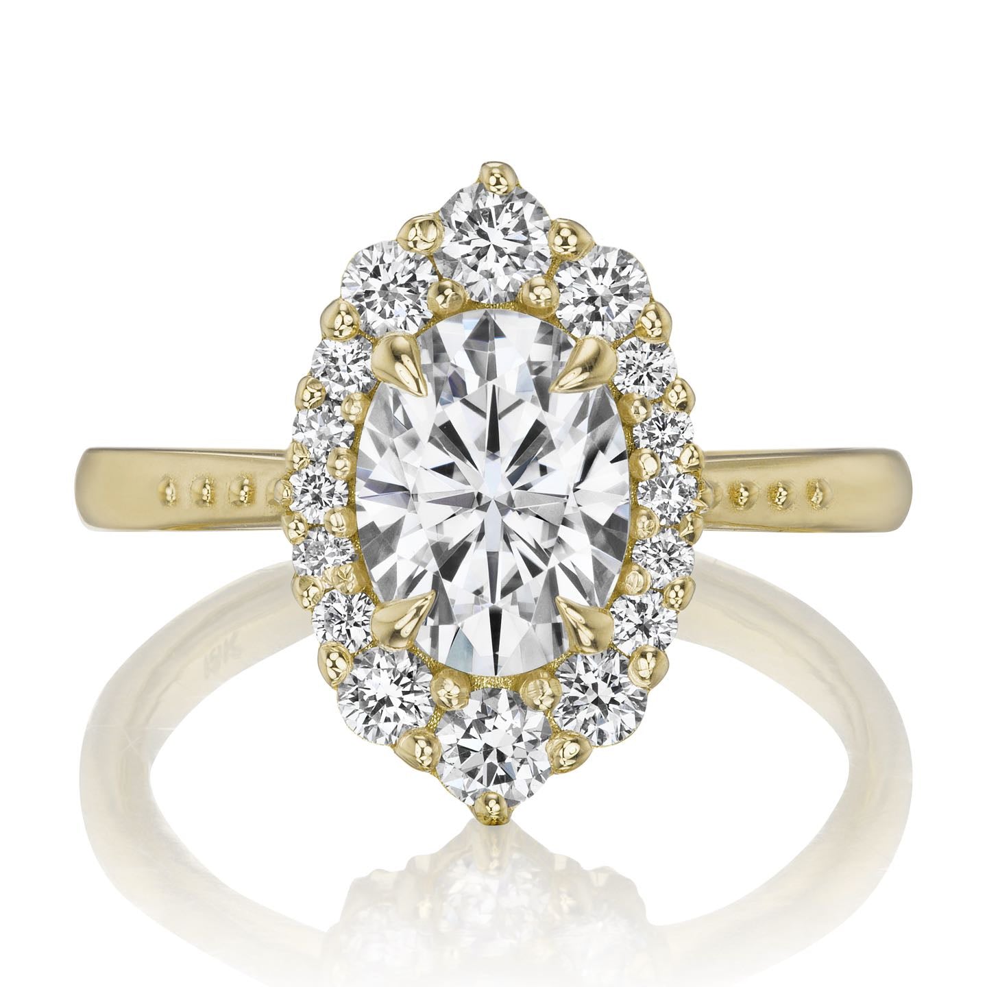 ・SOFIA・Oval Moissanite Center, Diamond Halo (1.93ctw+)