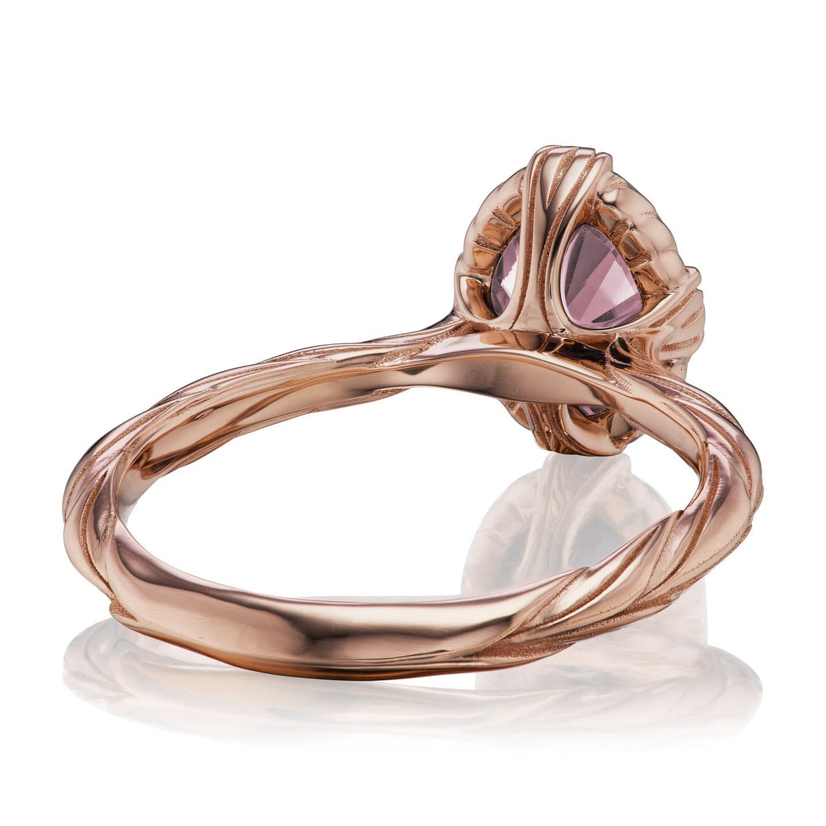・OLIVIA・Oval Peach Sapphire, Willow Leaf Band, 1.75ct