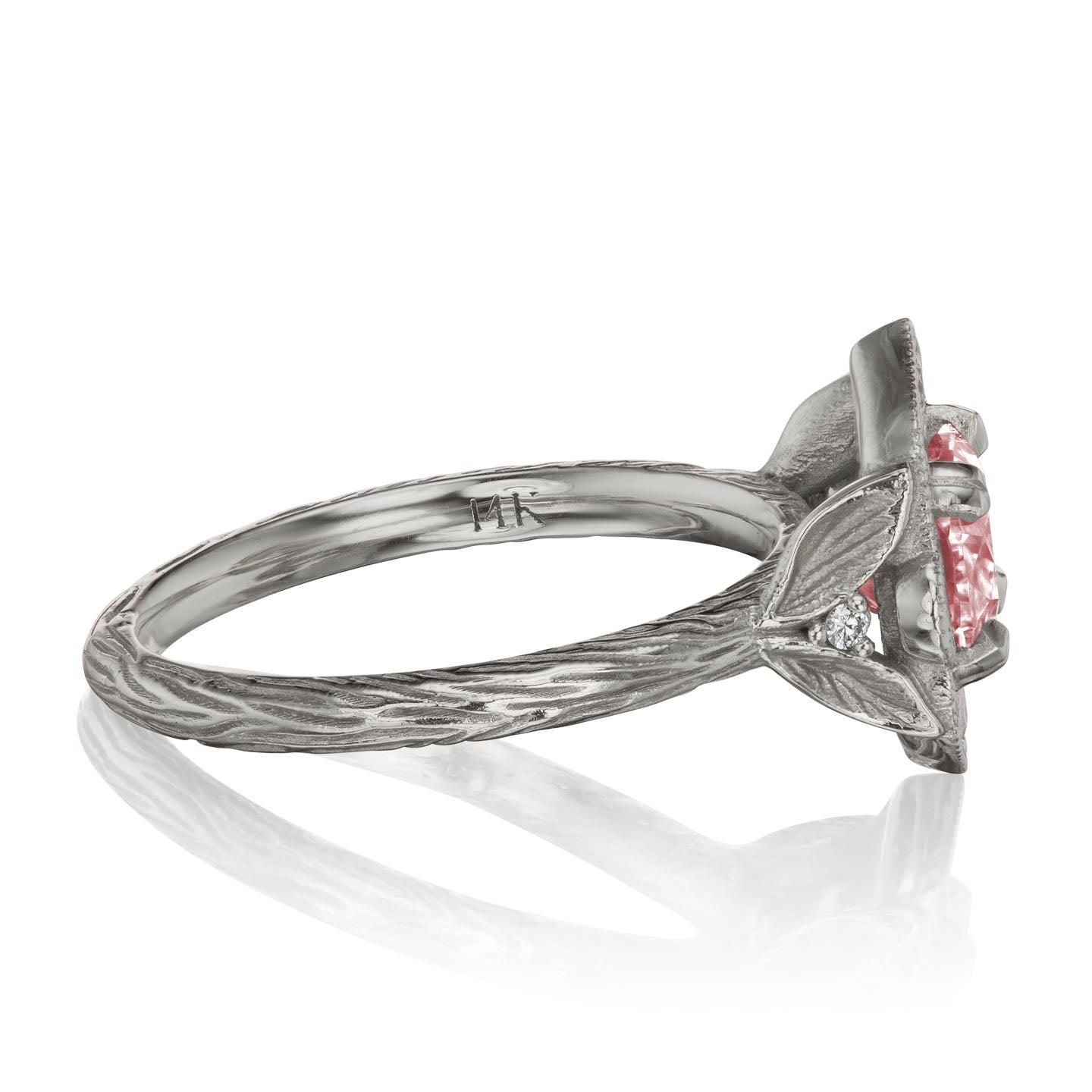 ・LILLIAN・Oval Peach Sapphire Center, Diamond Halo (2.11ctw)