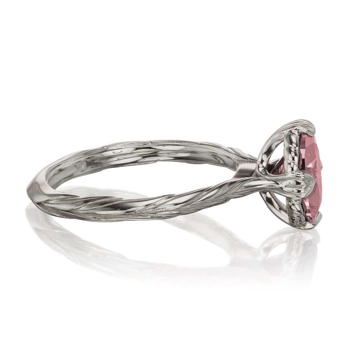・OLIVIA・Oval Peach Sapphire, Willow Leaf Band, 1.75ct