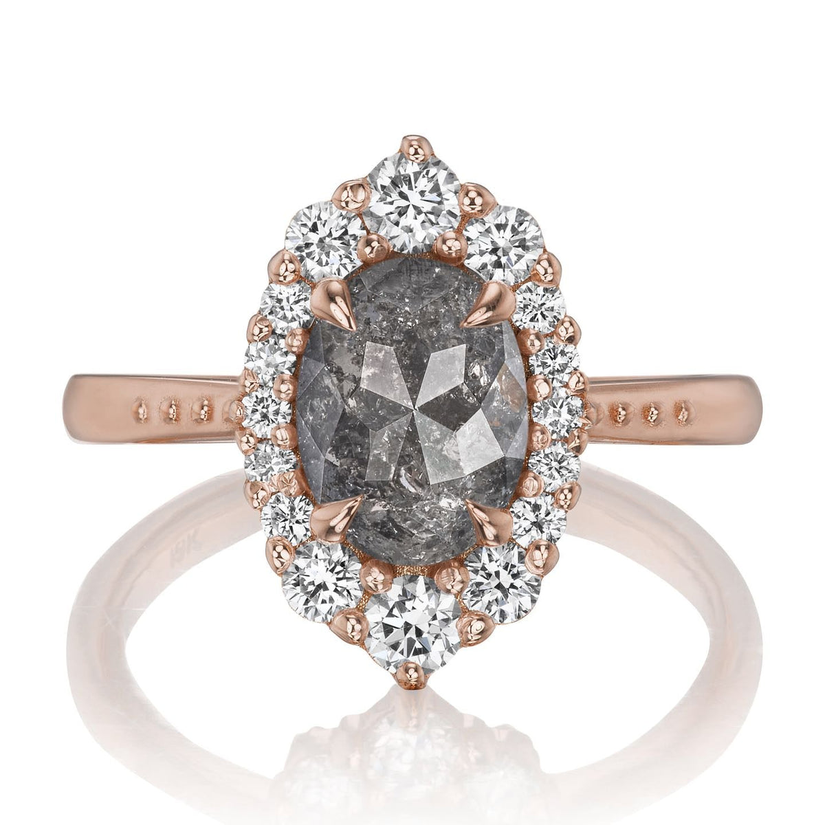 ・SOFIA・Build Your Own: Oval Salt + Pepper Diamond Halo (1.34ctw - 2.1ctw+)