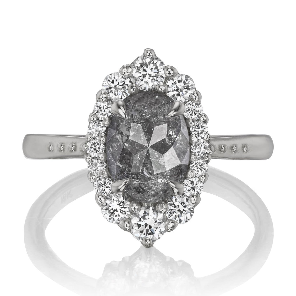 ・SOFIA・Build Your Own: Oval Salt + Pepper Diamond Halo (1.34ctw - 2.1ctw+)