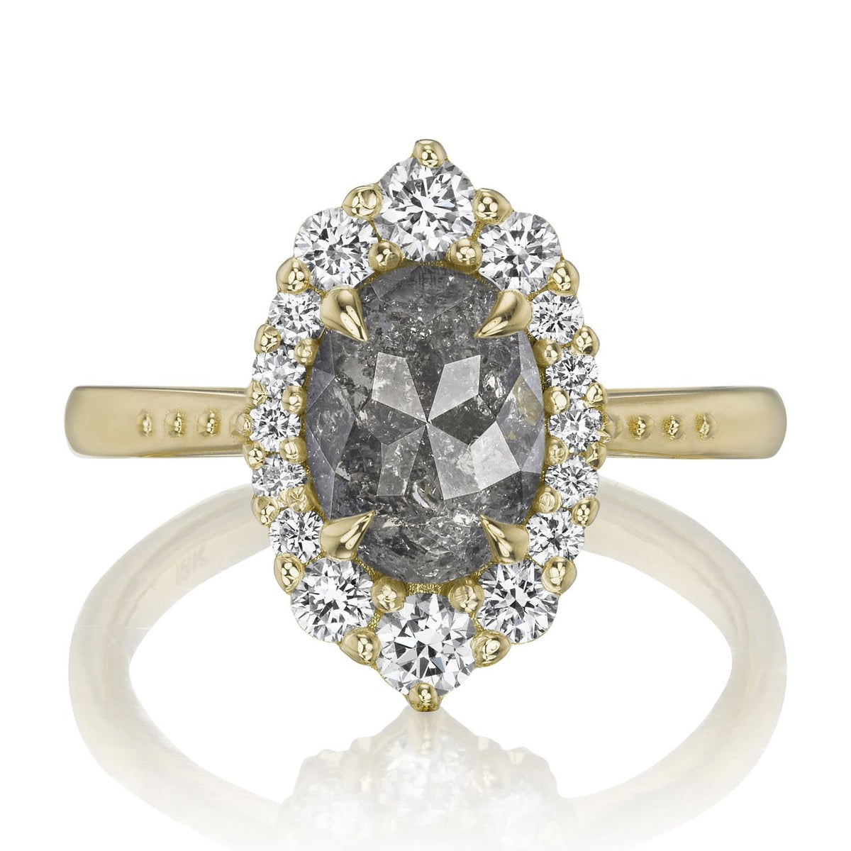 ・SOFIA・Build Your Own: Oval Salt + Pepper Diamond Halo (1.34ctw - 2.1ctw+)