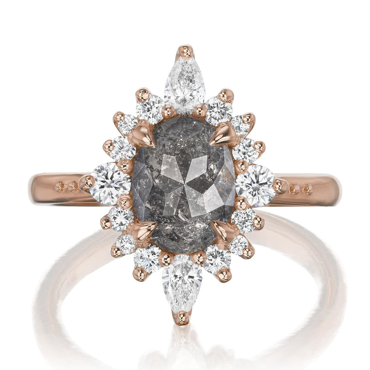 ・ANIKA・Build Your Own: Oval Salt + Pepper Diamond Halo (1.39ctw - 2.15ctw+)