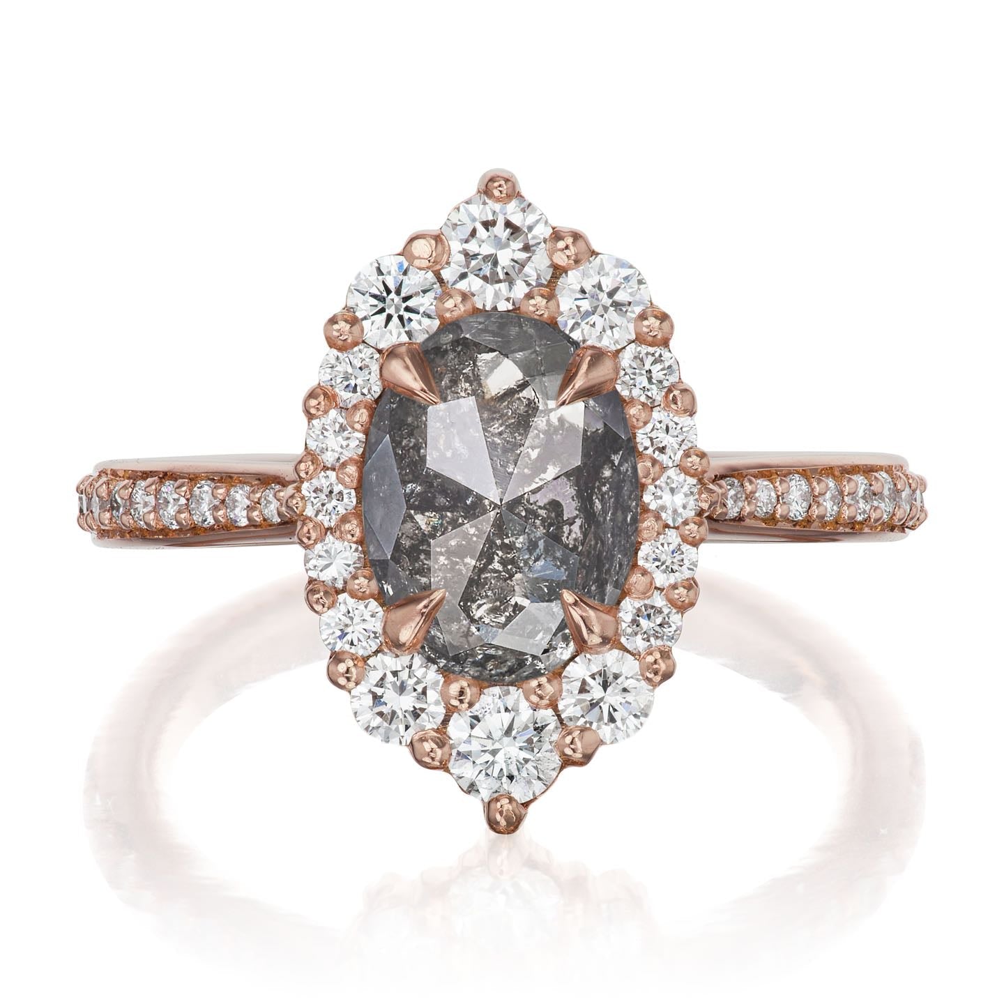 ・SOFIA・Build Your Own: Oval Salt + Pepper Diamond Halo (1.34ctw - 2.1ctw+)