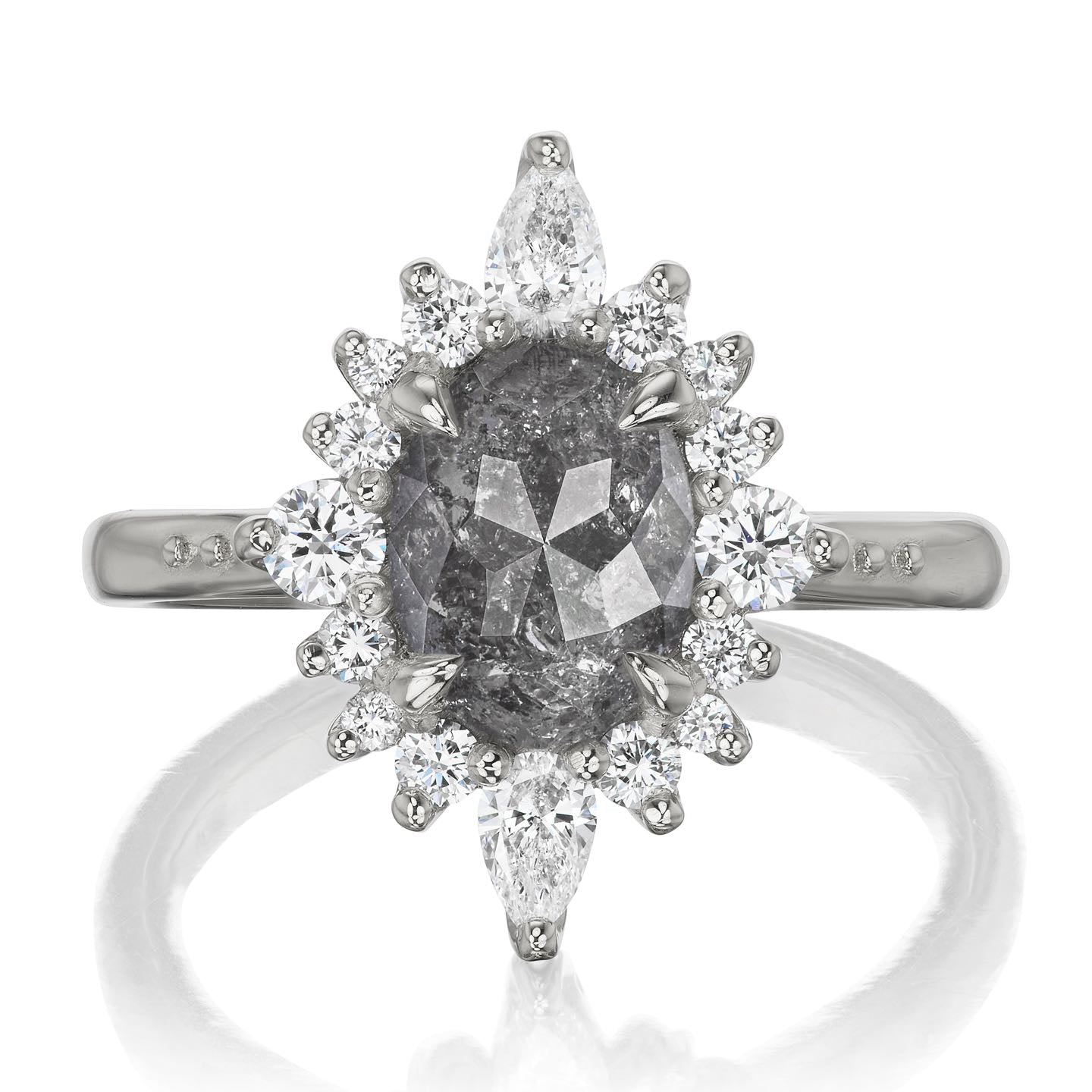 ・ANIKA・Build Your Own: Oval Salt + Pepper Diamond Halo (1.39ctw - 2.15ctw+)