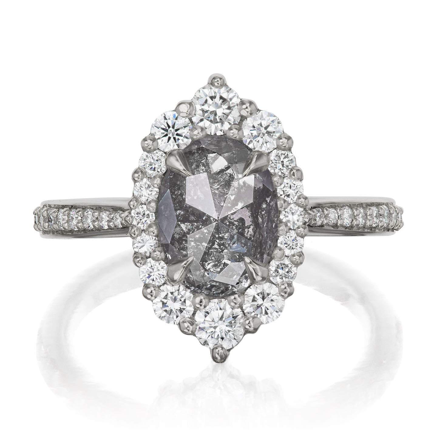 ・SOFIA・Build Your Own: Oval Salt + Pepper Diamond Halo (1.34ctw - 2.1ctw+)