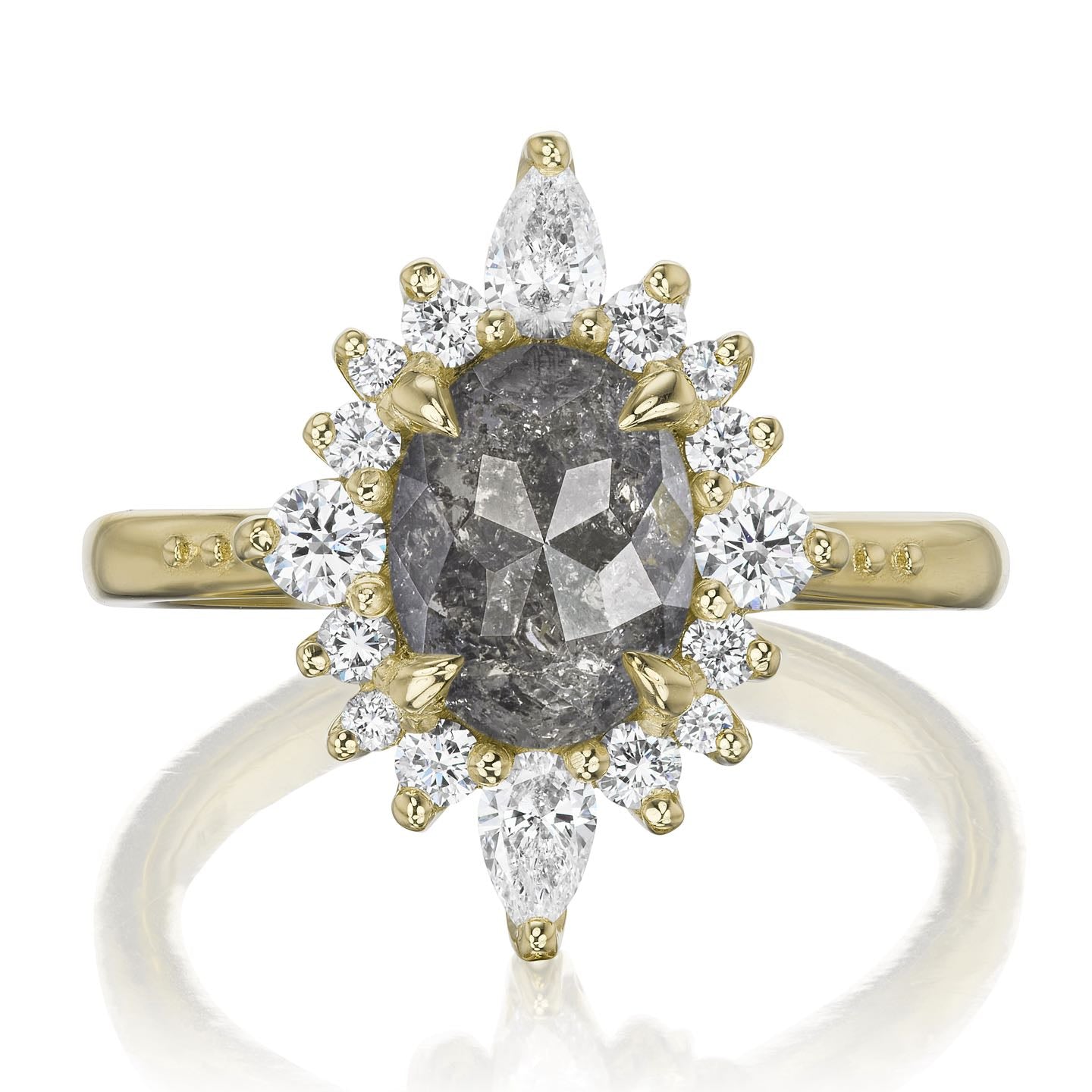 ・ANIKA・Build Your Own: Oval Salt + Pepper Diamond Halo (1.39ctw - 2.15ctw+)