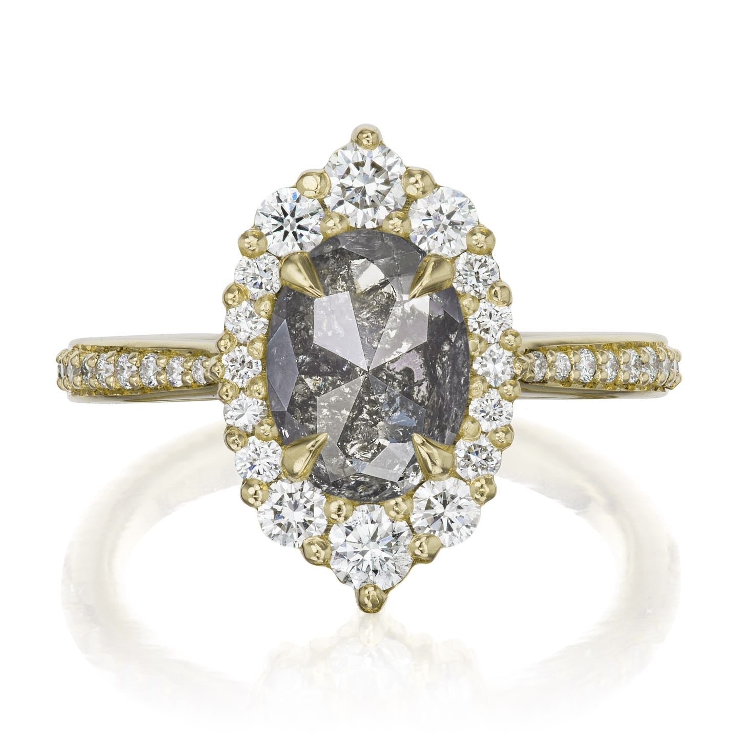 ・SOFIA・Build Your Own: Oval Salt + Pepper Diamond Halo (1.34ctw - 2.1ctw+)