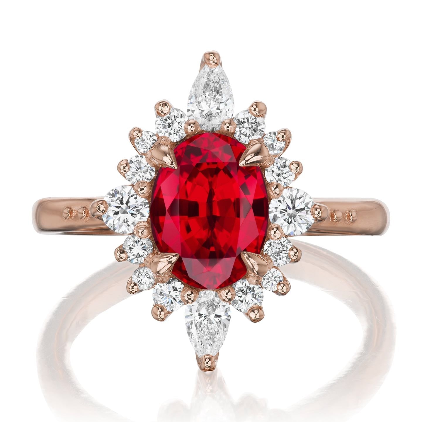 ・ANIKA・Oval Ruby Center, Diamond Halo (2.23ctw+)
