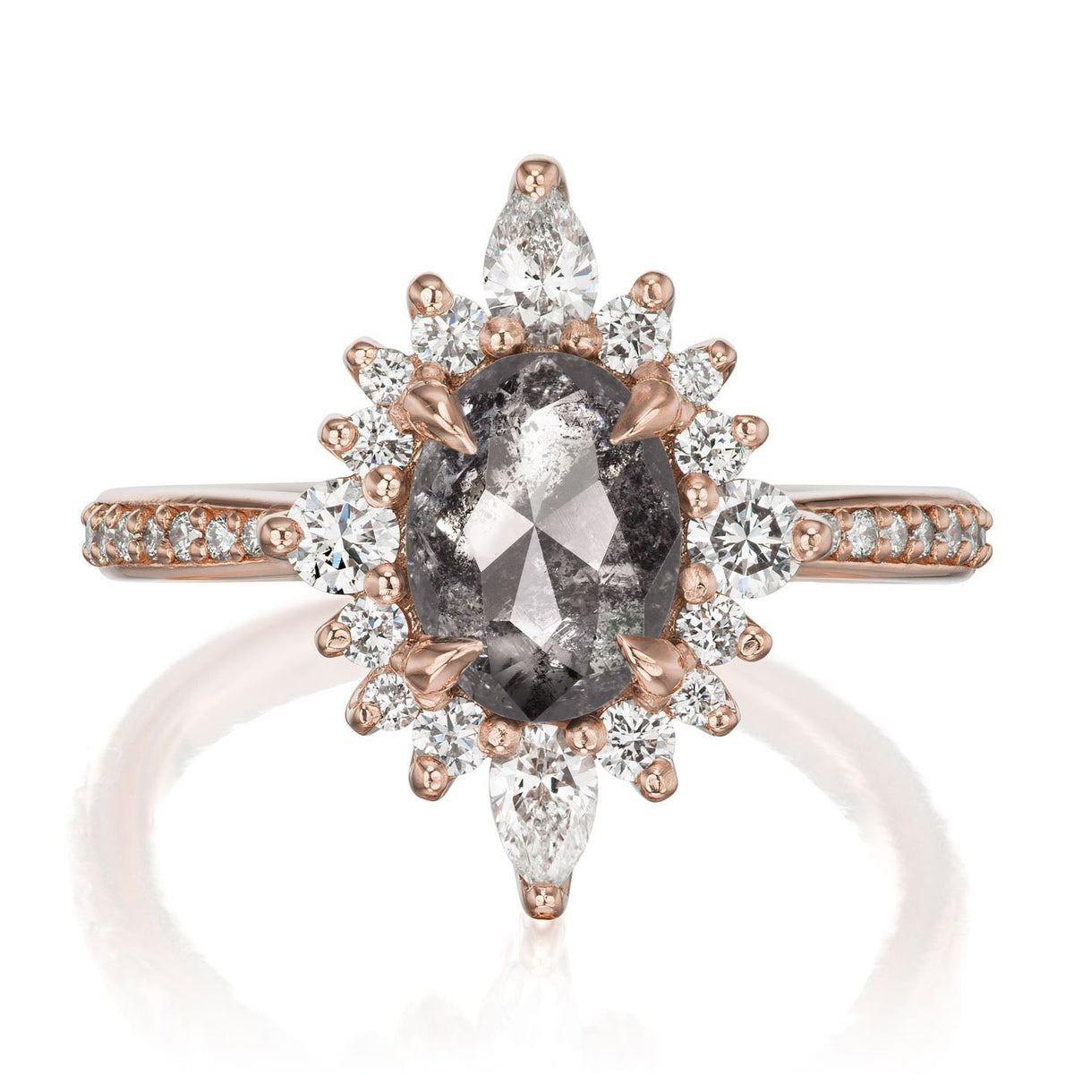 ・ANIKA・Build Your Own: Oval Salt + Pepper Diamond Halo (1.39ctw - 2.15ctw+)