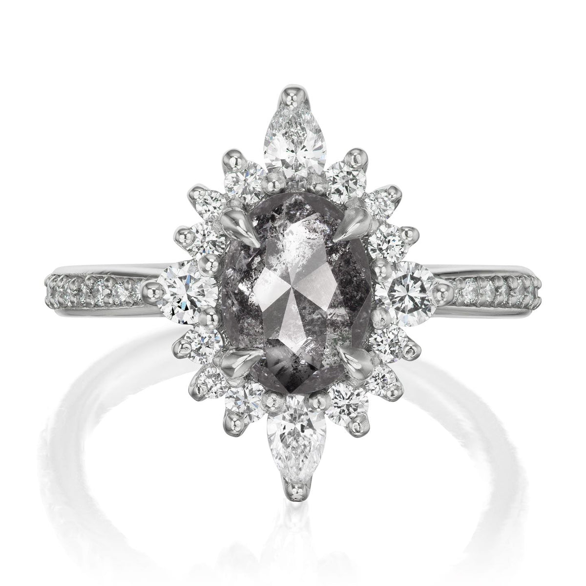 ・ANIKA・Build Your Own: Oval Salt + Pepper Diamond Halo (1.39ctw - 2.15ctw+)