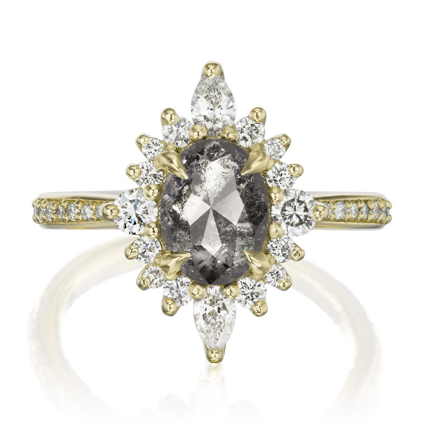・ANIKA・Build Your Own: Oval Salt + Pepper Diamond Halo (1.39ctw - 2.15ctw+)