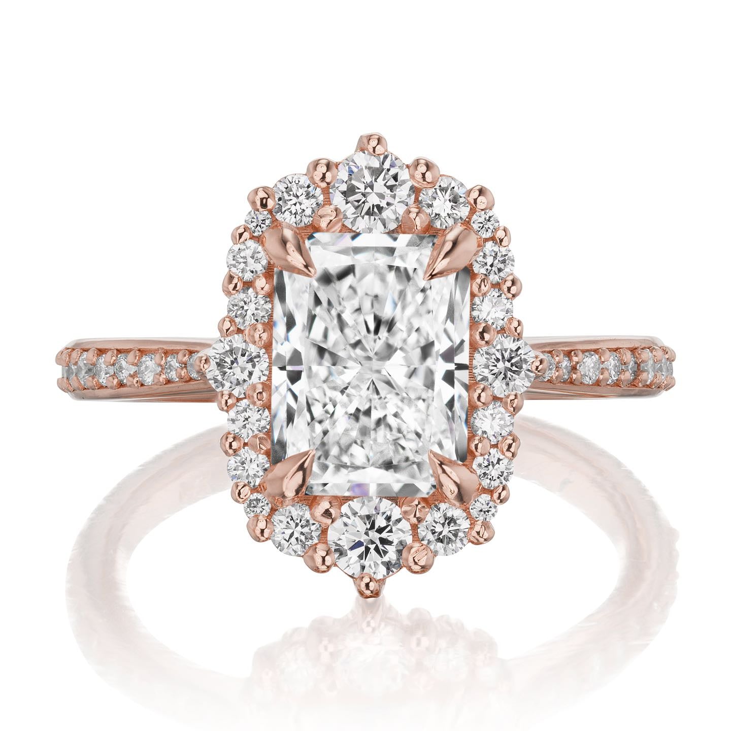 ・ADELINE・Radiant Cut Lab-Grown Diamond Center, Diamond Halo (1.95ctw+)