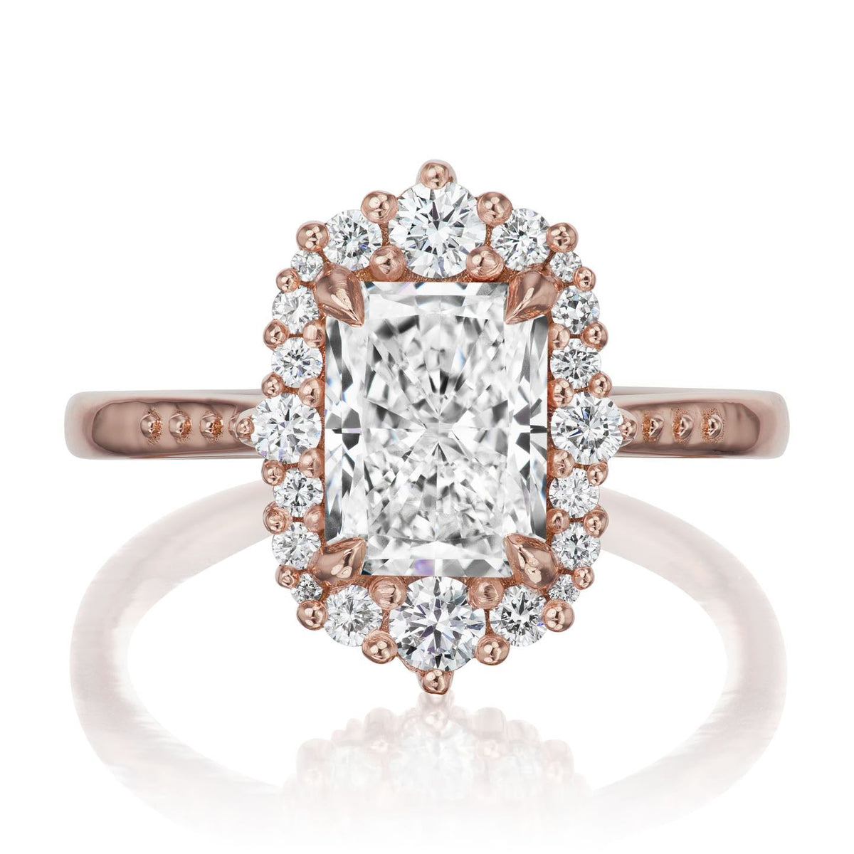 ・ADELINE・Radiant Cut Lab-Grown Diamond Center, Diamond Halo (1.95ctw+)