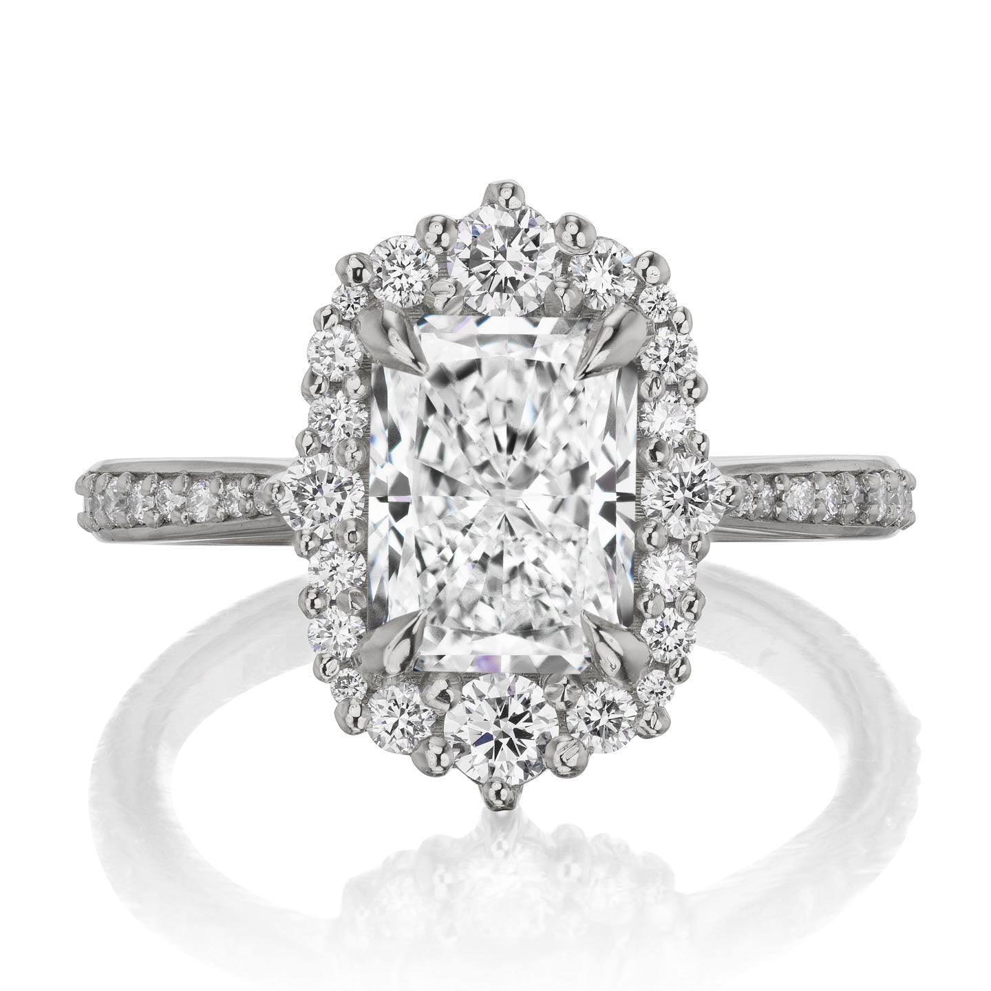 ・ADELINE・Radiant Cut Lab-Grown Diamond Center, Diamond Halo (1.95ctw+)