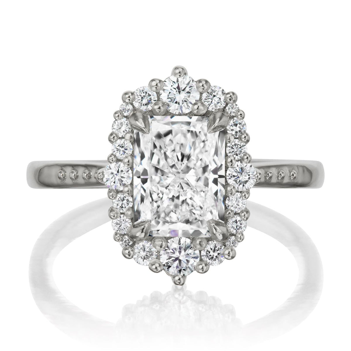 ・ADELINE・Radiant Cut Lab-Grown Diamond Center, Diamond Halo (1.95ctw+)
