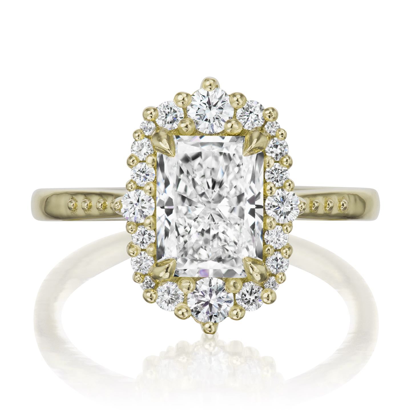 ・ADELINE・Radiant Cut Lab-Grown Diamond Center, Diamond Halo (1.95ctw+)