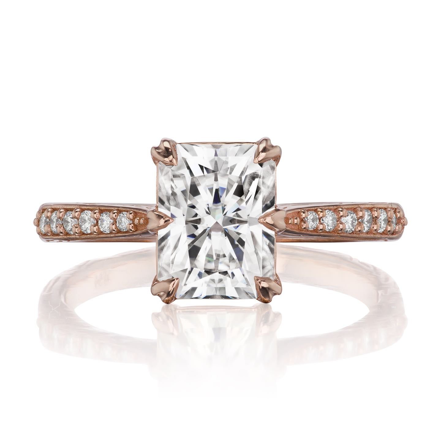 ・NAOMI・Radiant Moissanite Center, Diamond Band (1.8ct Center)