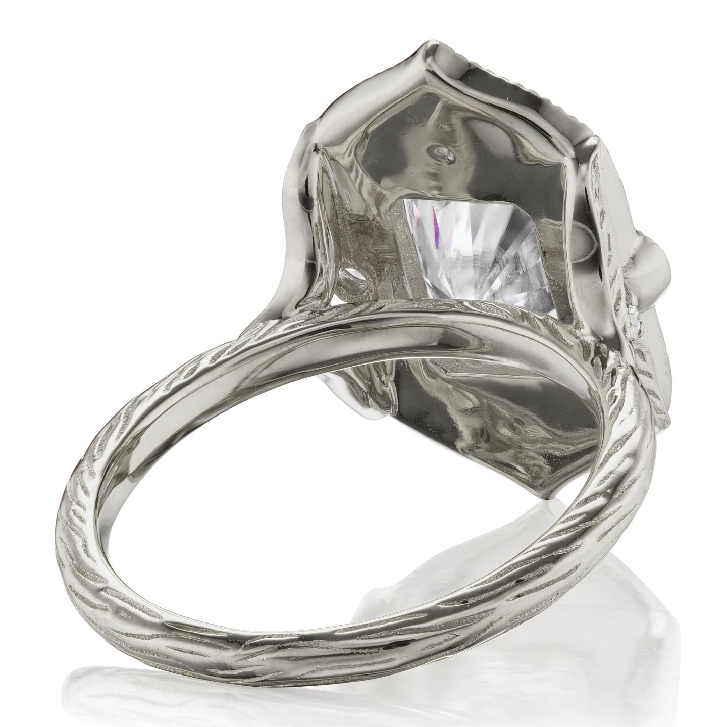・ESTELLA・Emerald Cut Moissanite Center, Diamond Halo (2.30ct)