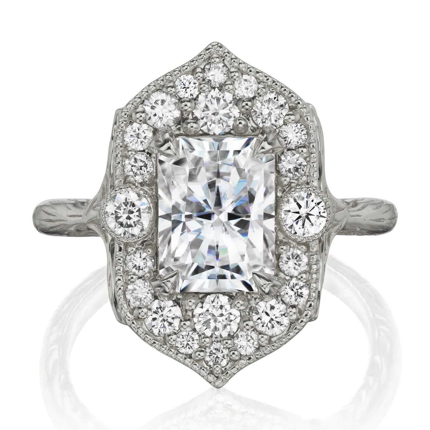 ・ESTELLA・Radiant Moissanite Center, Diamond Halo (2.35ctw)
