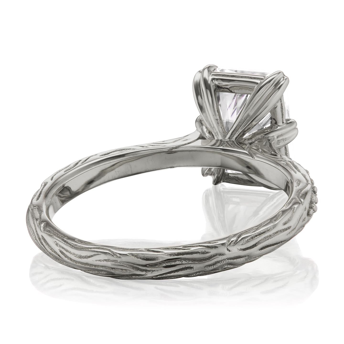 ・NAOMI・Emerald Cut Moissanite Center, Diamond Band (1.75ct Center)