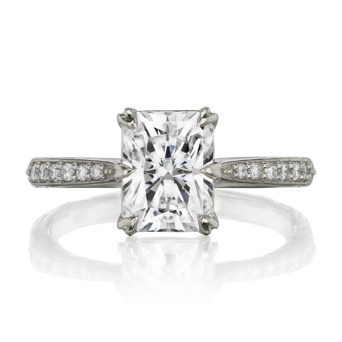 ・NAOMI・Radiant Moissanite Center, Diamond Band (1.8ct Center)
