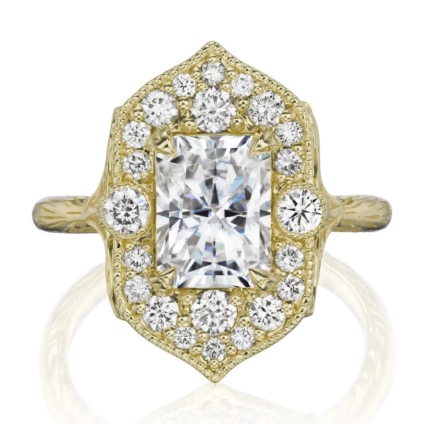 ・ESTELLA・Radiant Moissanite Center, Diamond Halo (2.35ctw)